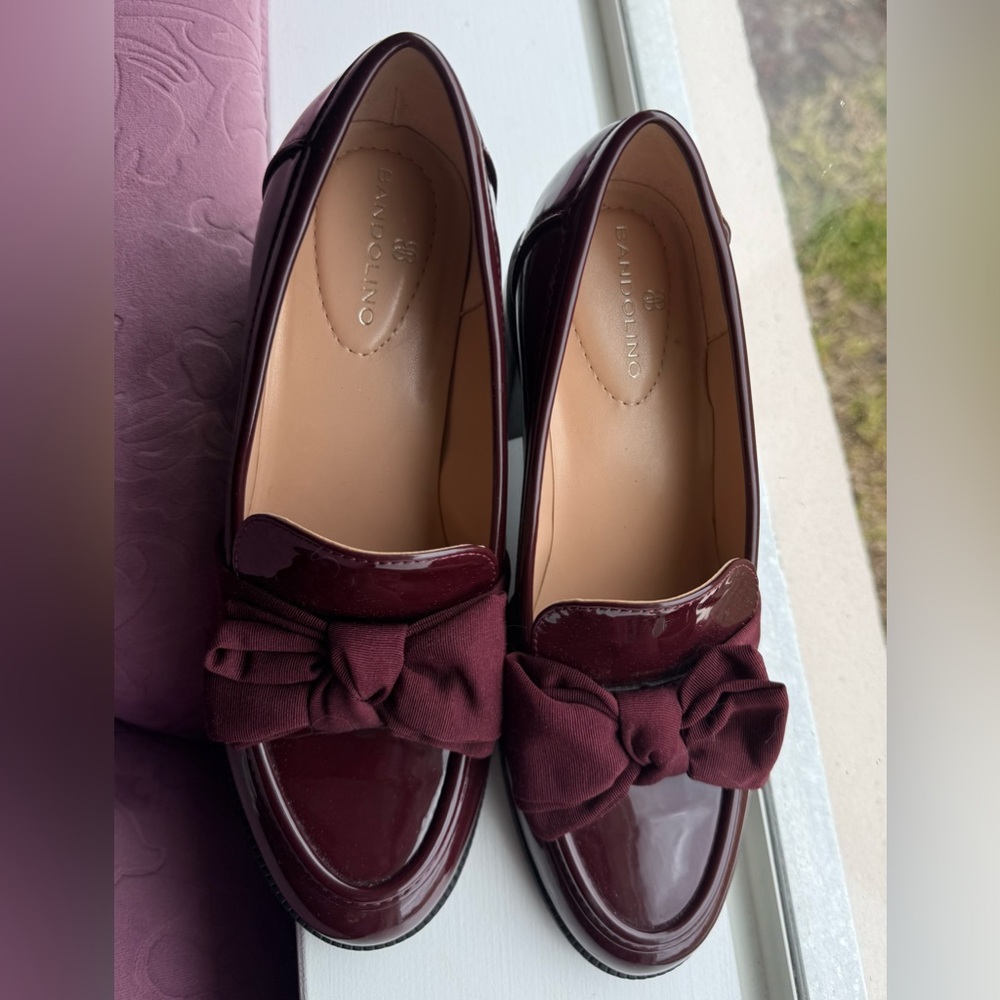 Patent Burgundy Bow Loafers